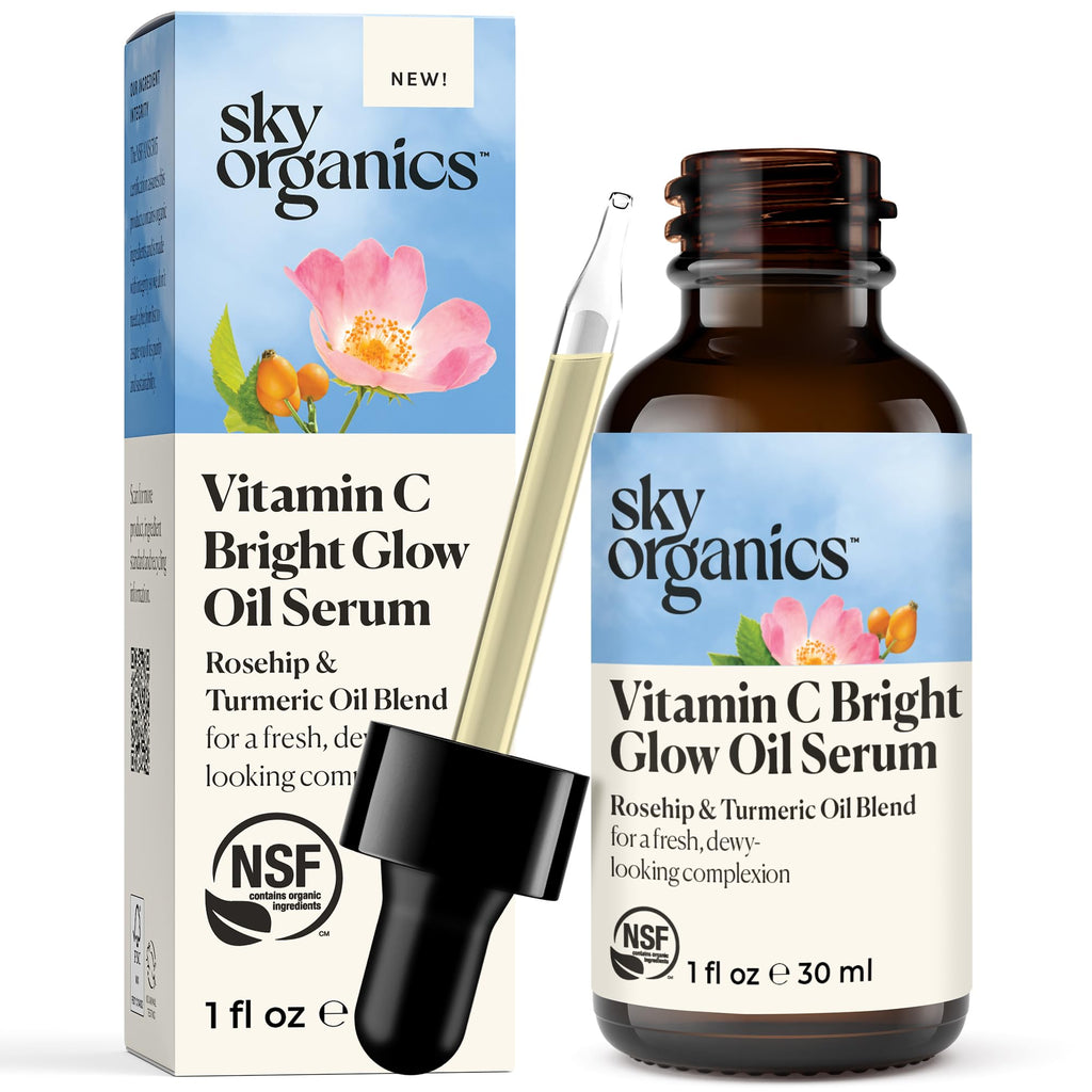 Sky Organics Bright Glow Face Serum – Vitamin C, Jojoba Oil & Rosehip Oil